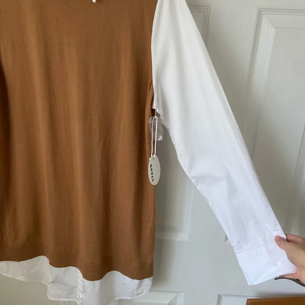 NWT STAUD Fern Dress - tan/white - small - Picture 4 of 5